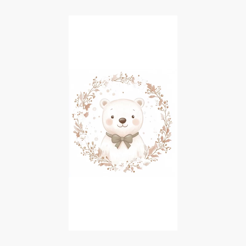 Cute Watercolor Bear with Floral Wreath and Bow Tie iPhone Case