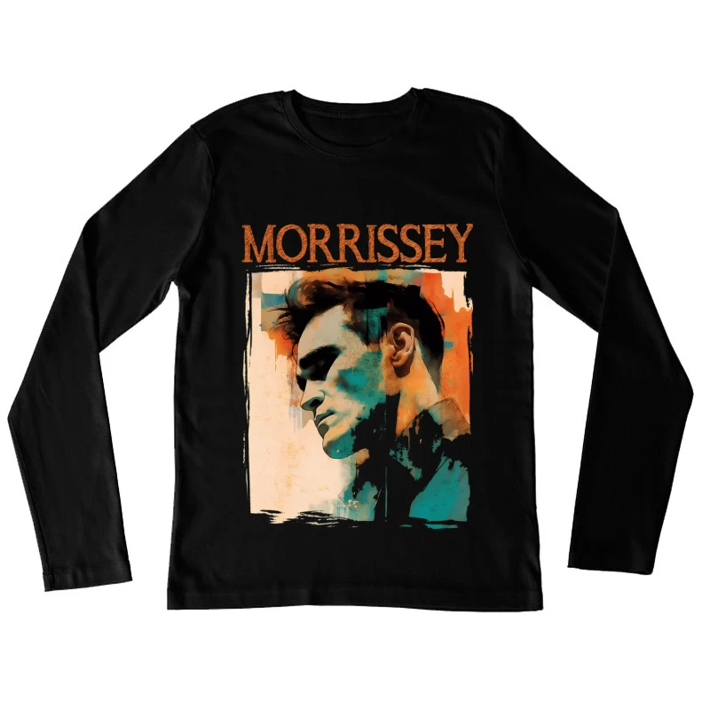 Artistic Watercolor Portrait with Morrissey Typography Female Long Sleeve T-Shirt