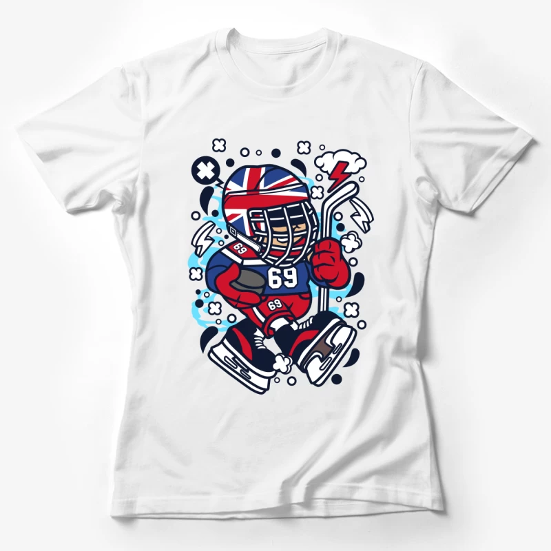Hockey britannique avec mascotte énergique Femme T-Shirt