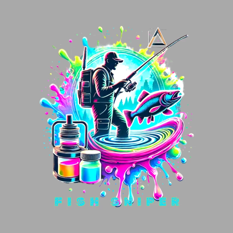 Colorful Fish Sniper: Vaping and Fishing Art Male Pullover Hoodie