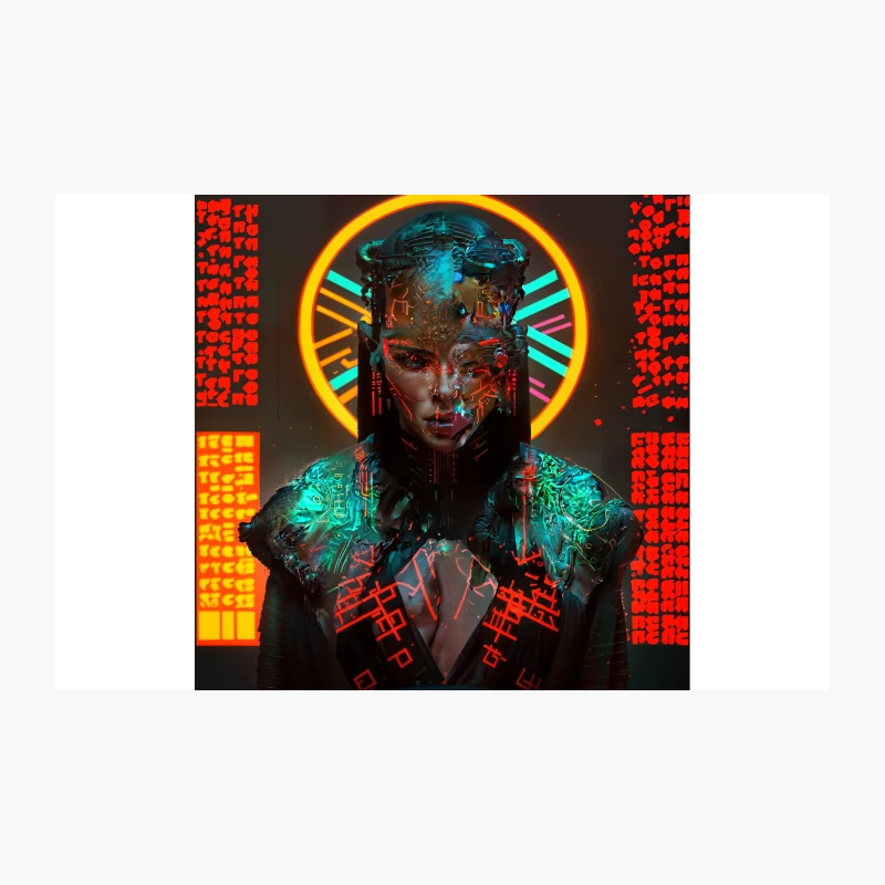 Neon Cyberpunk: Futuristic Digital Art in a Dystopian Technological World Travel Mug