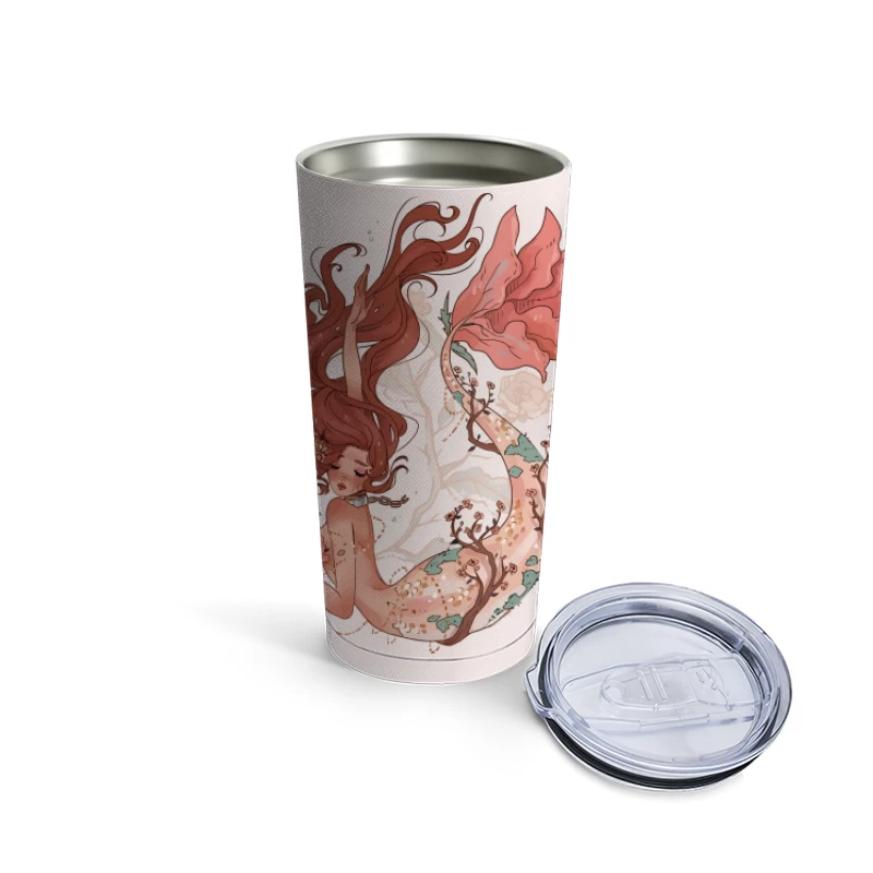 Enchanting Pastel Mermaid with Floral Accents Travel Mug