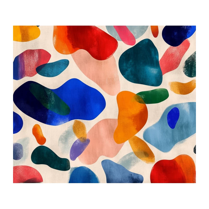 Vibrant Abstract Composition of Colorful Organic Shapes Tapestry