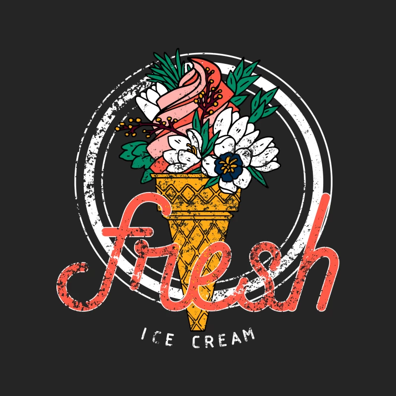 Illustration de cornet de glace avec fleurs Homme Sweat-shirt à enfiler