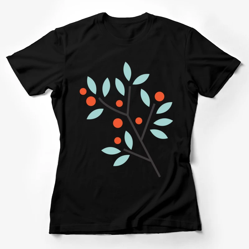 Branche stylisée avec baies rouges Femme T-Shirt