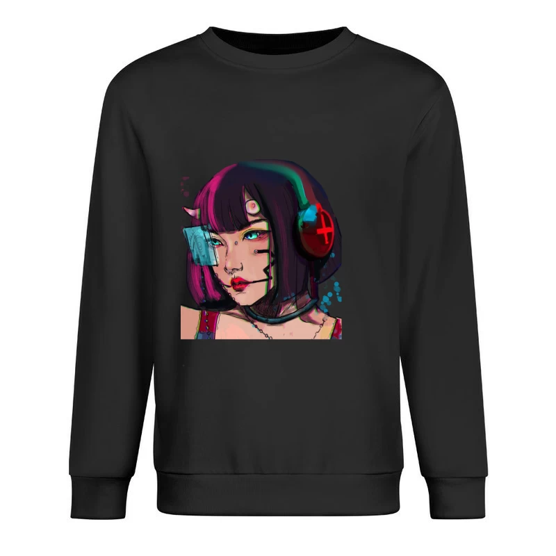 Cyberpunk Porträt einer futuristischen Frau Herren Pullover Sweatshirt