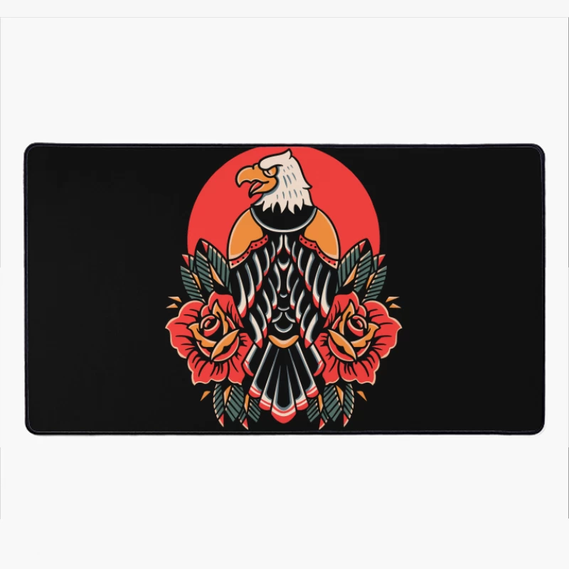 Eagle and Roses Tattoo Art Desk Mat