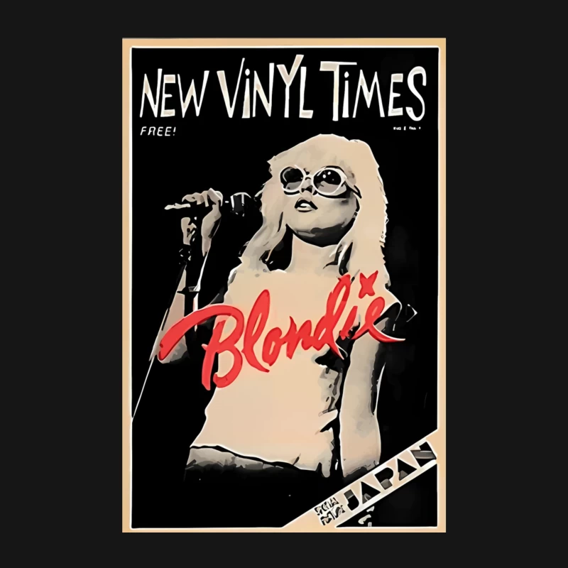 Vintage New Vinyl Times Magazine Cover Featuring Blondie in Black and White Male Long Sleeve T-Shirt