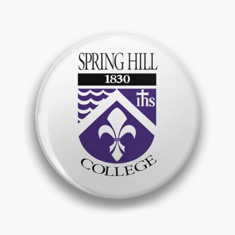 Spring Hill College Historic Shield Logo with Religious Symbolism (Est. 1830) Pin