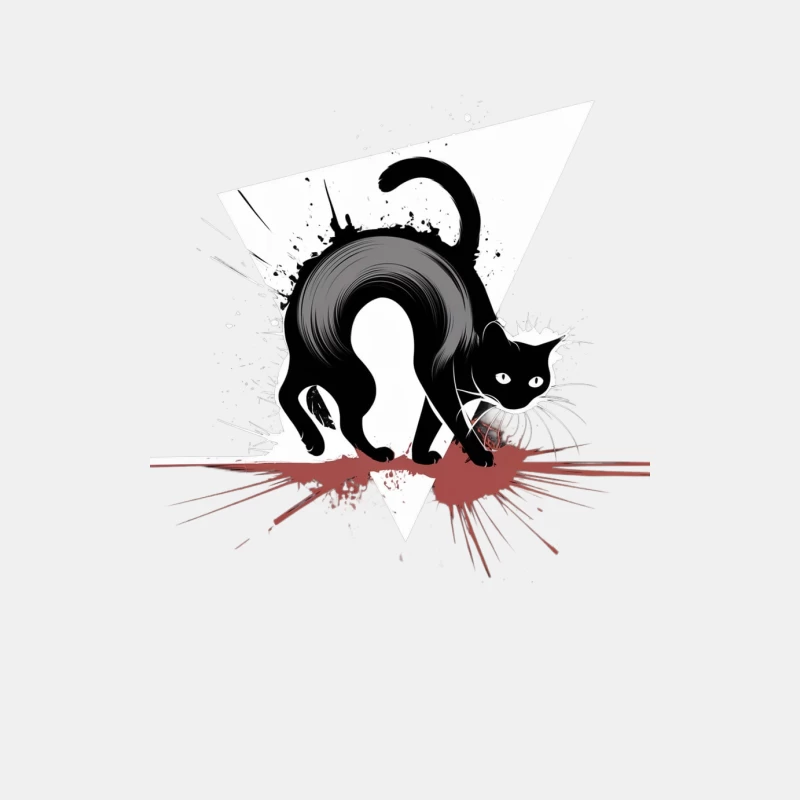 Black Cat in Minimalist Ink Splash Artistic Style Male Tank Top