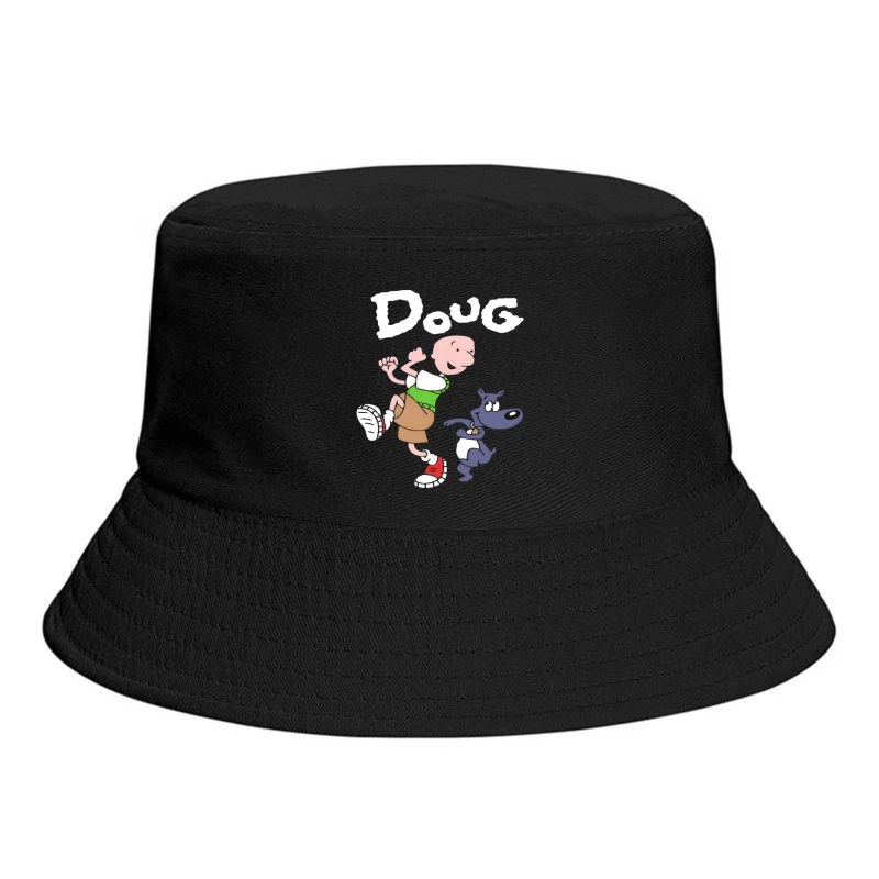 Cartoon Character Running with Dog Bucket Hat