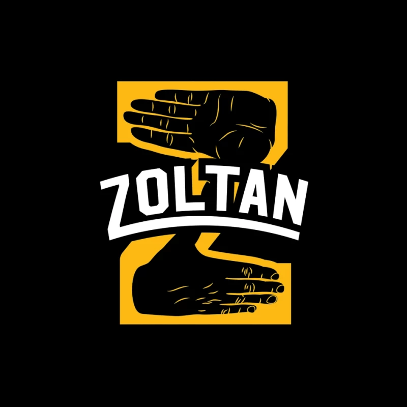 Zoltan Mystical Hand Reading Logo Design in Yellow and White Pin