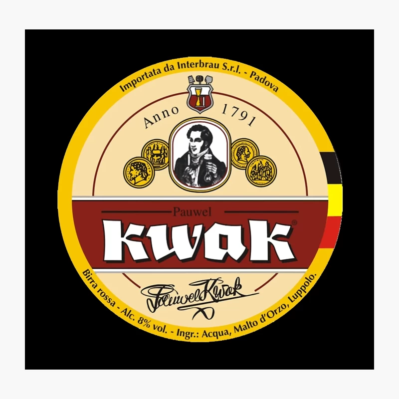 Vintage Circular Label of Kwak Belgian Beer from 1791 Throw Pillow