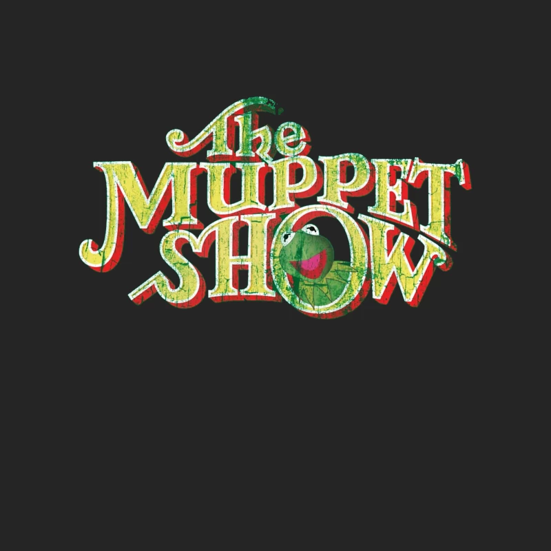 Vintage Logo Design of The Muppet Show with Green Frog Character Male Pullover Sweatshirt