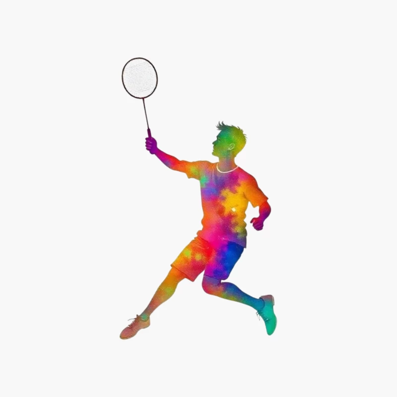 Colorful Badminton Player in Action Cotton Tote Bag