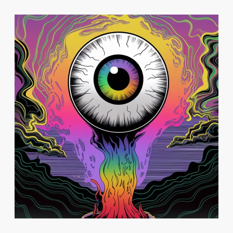 Surreal Psychedelic Eyeball Skull Vision Pin