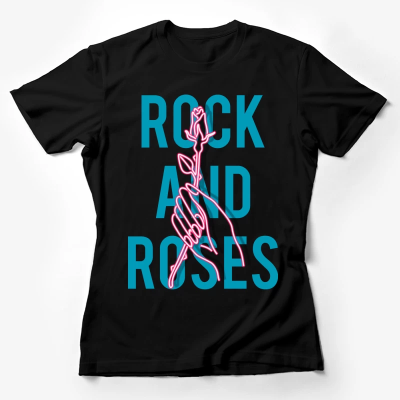 Rock et Roses - Design néon artistique Femme T-Shirt
