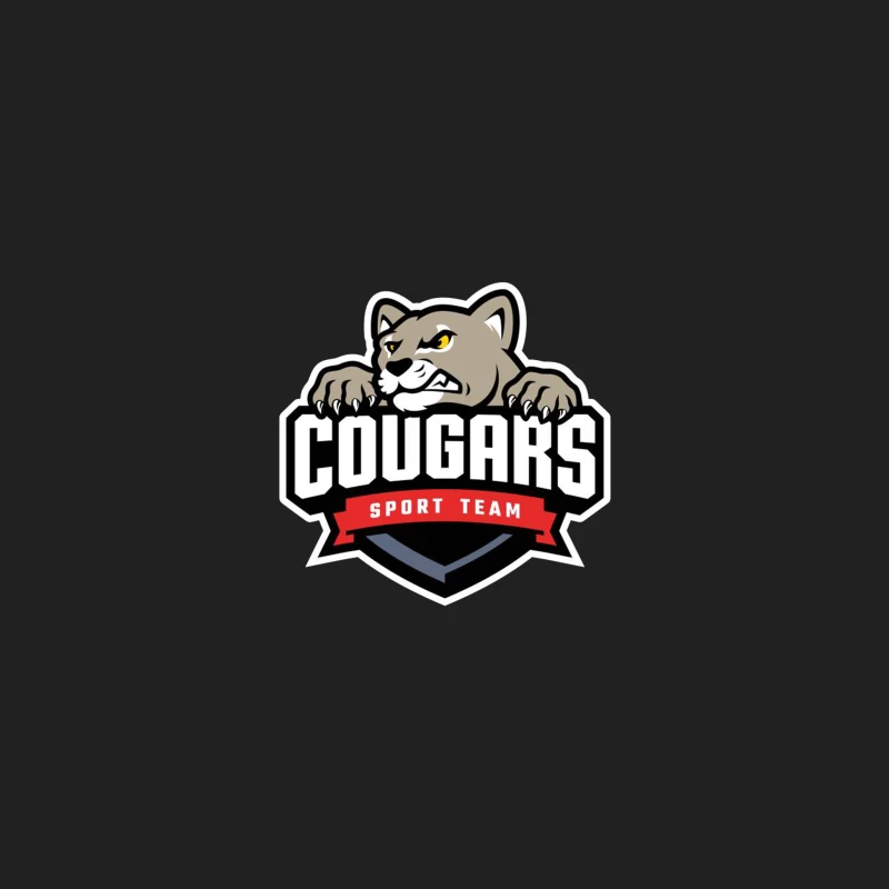 Fierce Cougar Sports Team Logo with Red Banner Bucket Hat