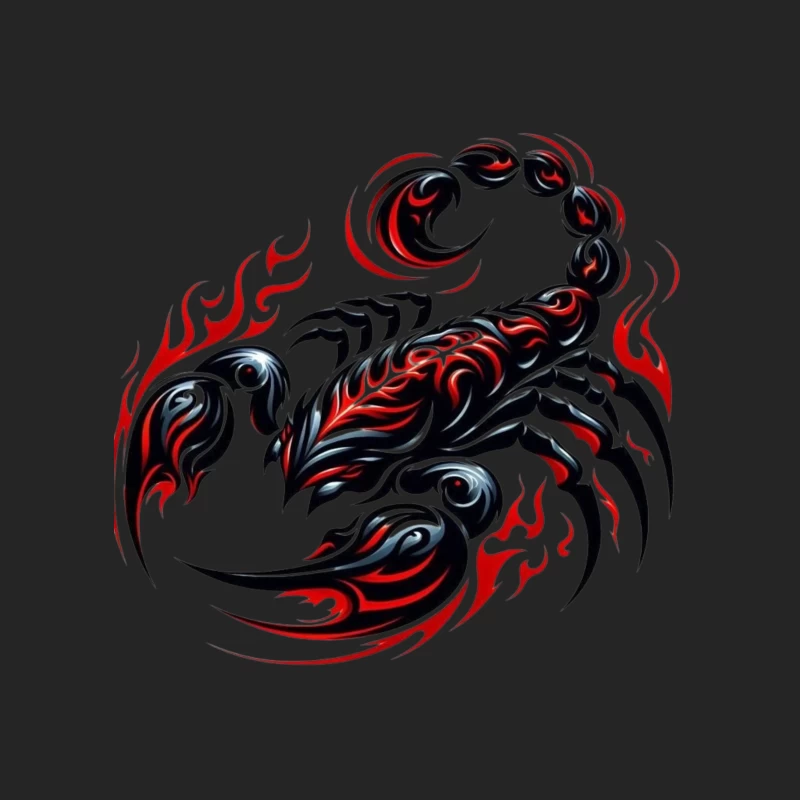 Stylized Scorpion with Flames Male Pullover Sweatshirt