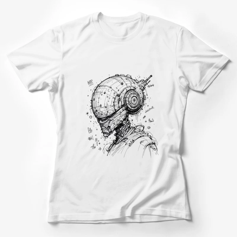 Futuristic Cybernetic Robot Illustration Female T-Shirt