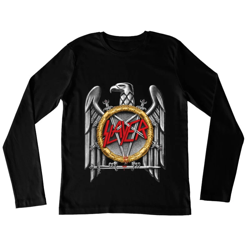 Slayer Metal Band Eagle Emblem with Crossed Swords Female Long Sleeve T-Shirt