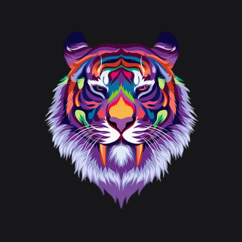 Buntes Tiger Porträt Kunst Herren Pullover Hoodie