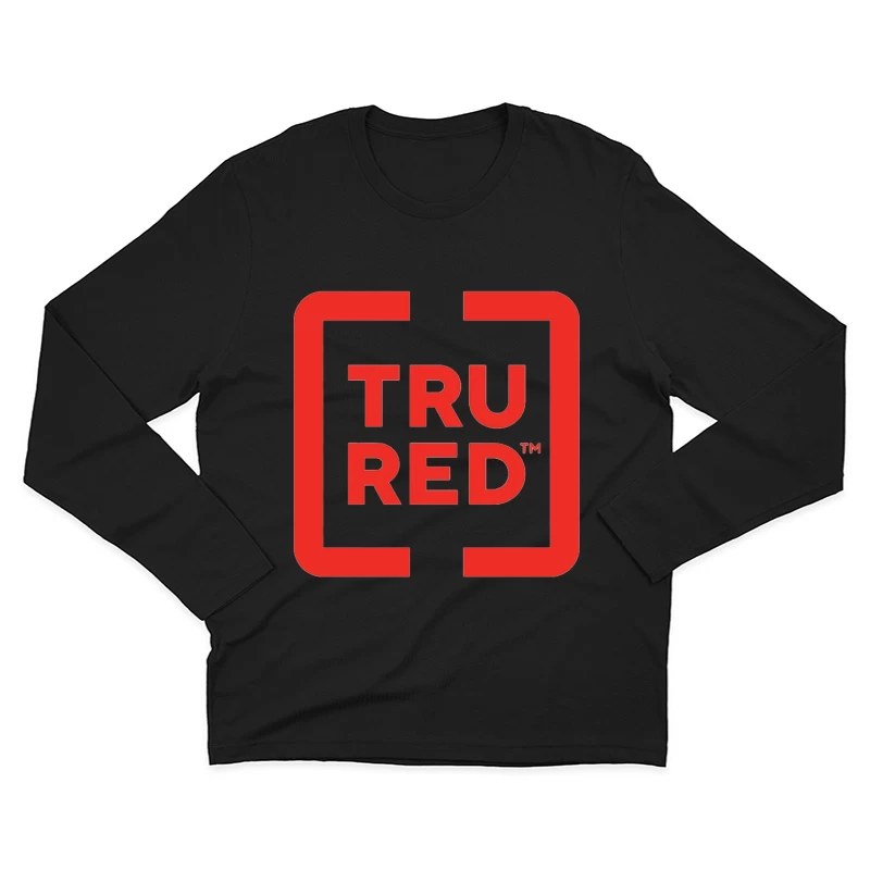 TruRed Minimalist Square Logo Design in Red and White Male Long Sleeve T-Shirt