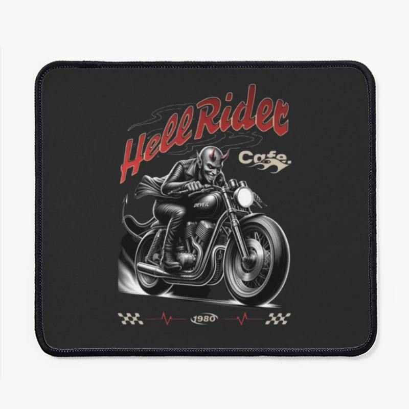 Hell Rider Vintage Cafe Racer Devil Motorcycle Art Mouse Pad