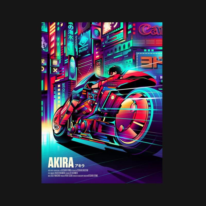 Cyberpunk Akira Motorcycle in Neon City Female Long Sleeve T-Shirt