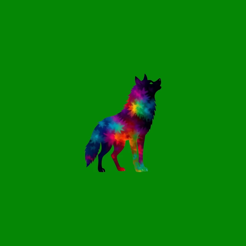 Colorful Howling Wolf Silhouette Coffee Mug