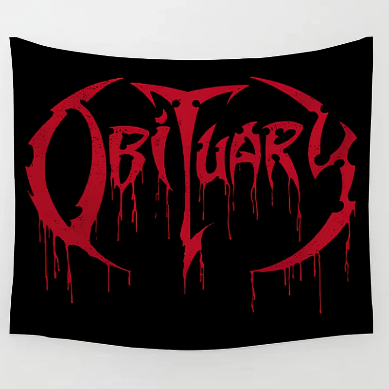 Obituary Cause of Death Red Logo Tapestry