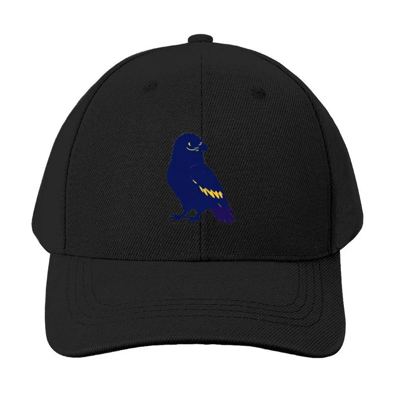 Stylized Navy Blue Raven Mascot Illustration Baseball Cap