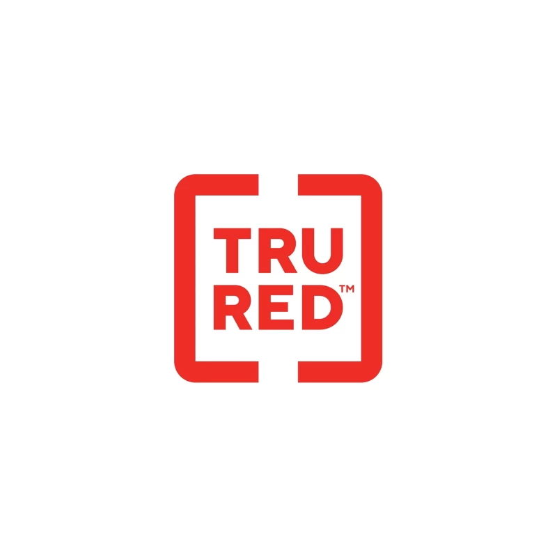 TruRed Minimalist Square Logo Design in Red and White Travel Mug