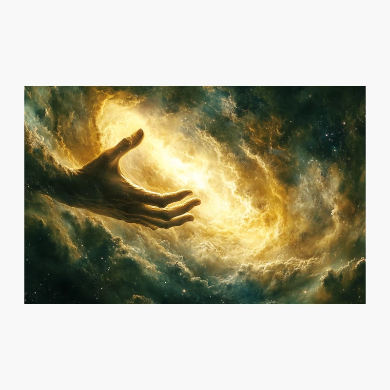 Divine Hand Reaching into Cosmic Galaxy Travel Mug