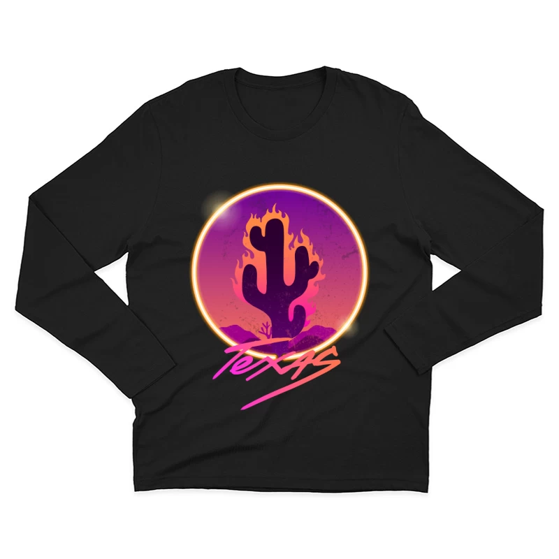 Cactus en feu au crépuscule Homme Manches Longues T-Shirt