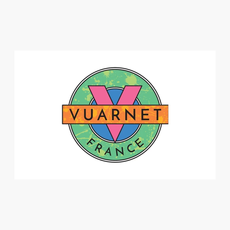 Colorful Retro Vuarnet France Circular Logo Design Travel Mug