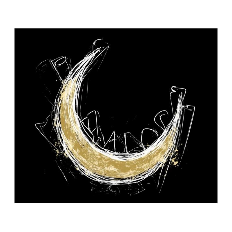 Minimalist Gold Crescent Abstract Brush Stroke Tapestry