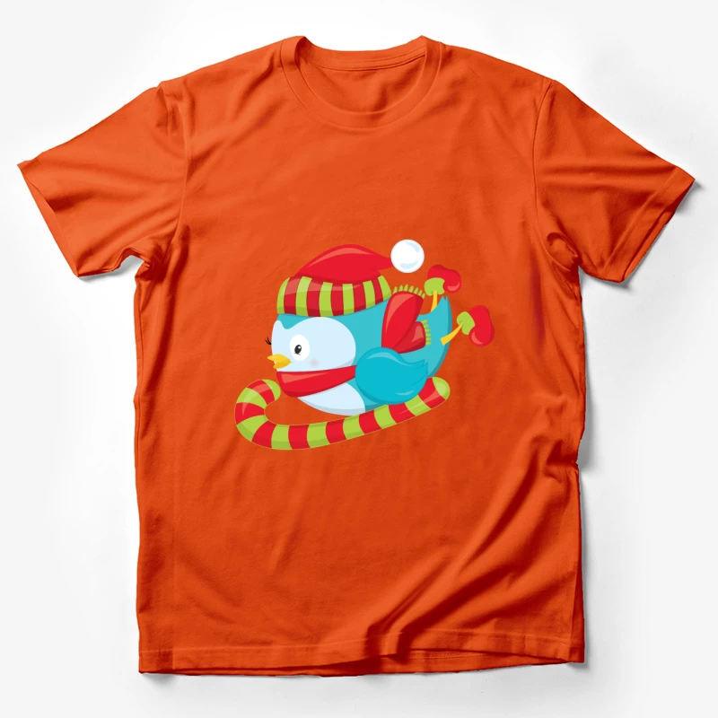 Oiseau mignon en hiver avec bonnet et écharpe Homme T-Shirt