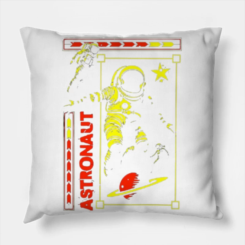 Retro Space Astronaut Vintage Poster Design Throw Pillow