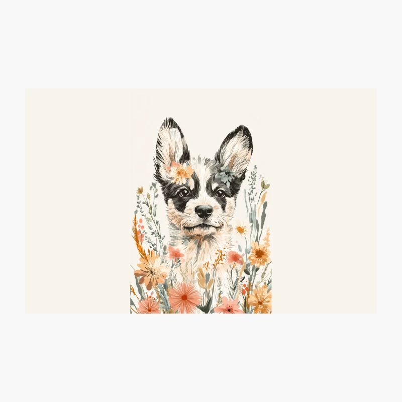 Whimsical Watercolor Dog Portrait with Floral Background Travel Mug