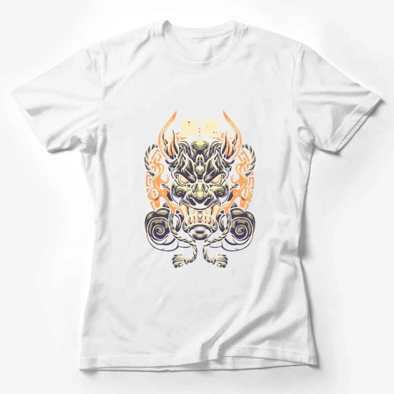 Epic Japanese Demon Mask Illustration Female T-Shirt