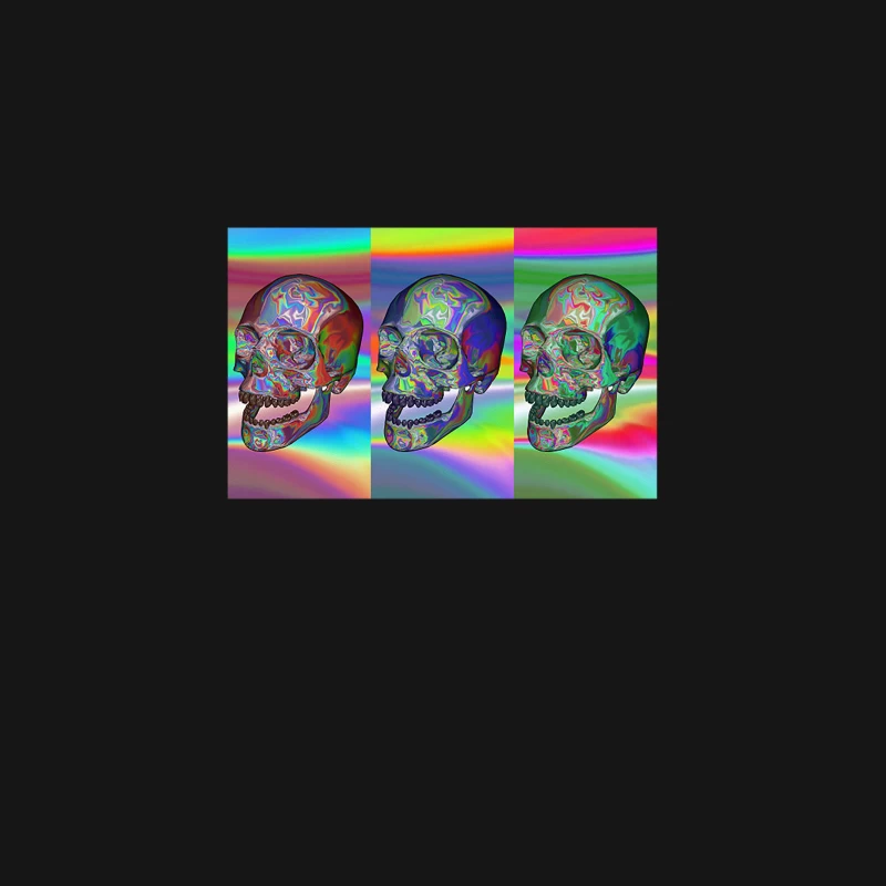 Psychedelic Skull Trio: Vibrant Pop Art Digital Creation Desk Mat