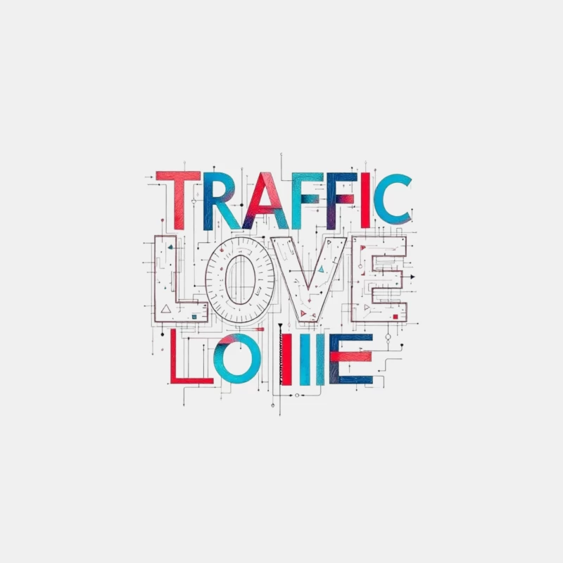 Traffic Love Typography with Technical Design Elements Male Tank Top