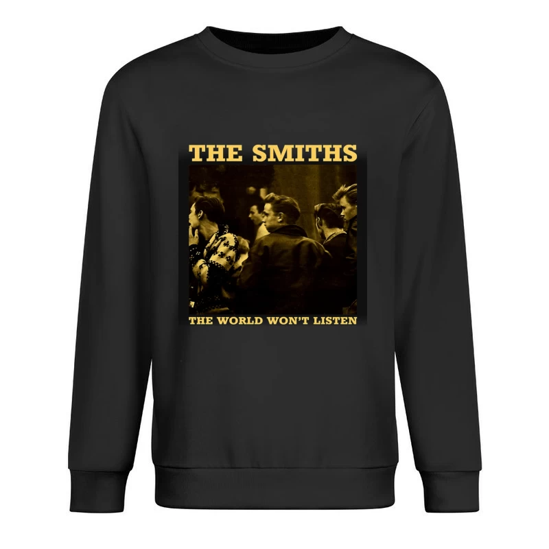 The Smiths' "The World Won't Listen" Vintage Album Cover in Sepia Male Pullover Sweatshirt