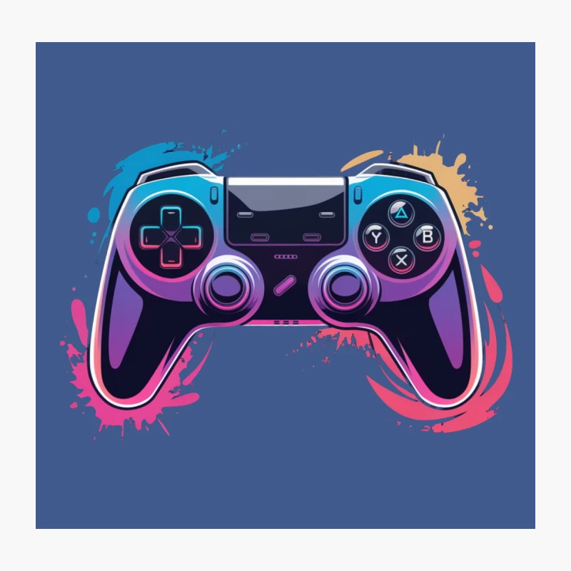 Artistic Gaming Controller with Colorful Splash Design Throw Pillow
