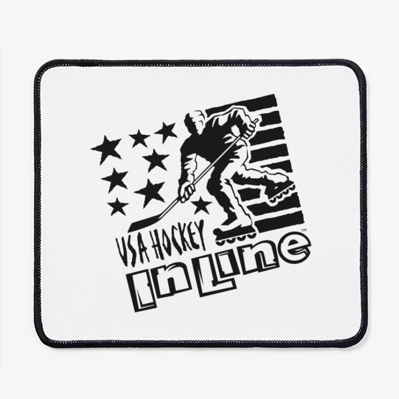 USA Inline Hockey Sports Logo with Stars and Stripes Design Mouse Pad