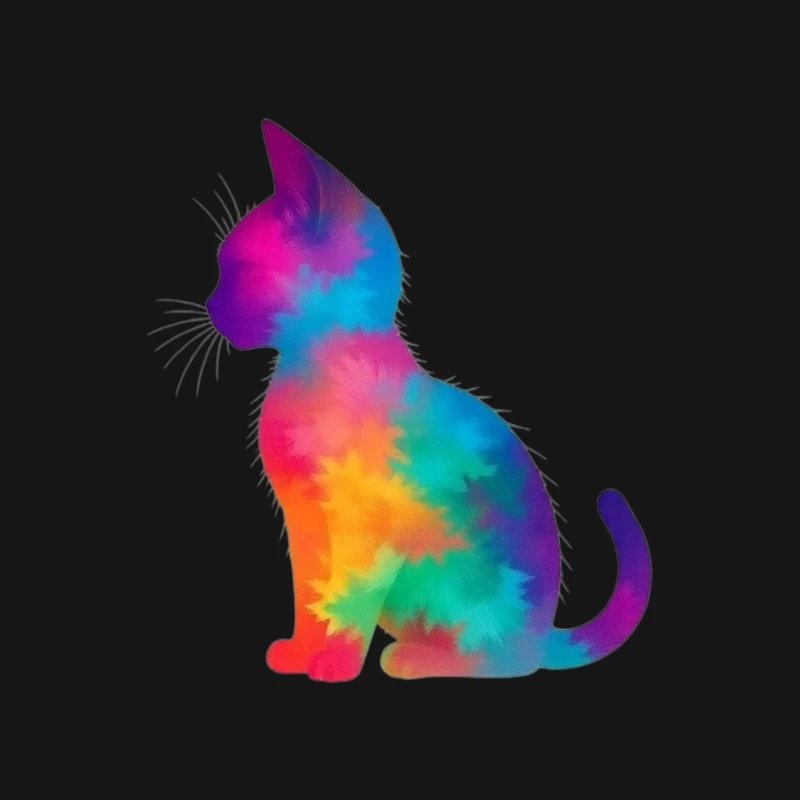 Rainbow Tie-Dye Cat Silhouette Art Mouse Pad