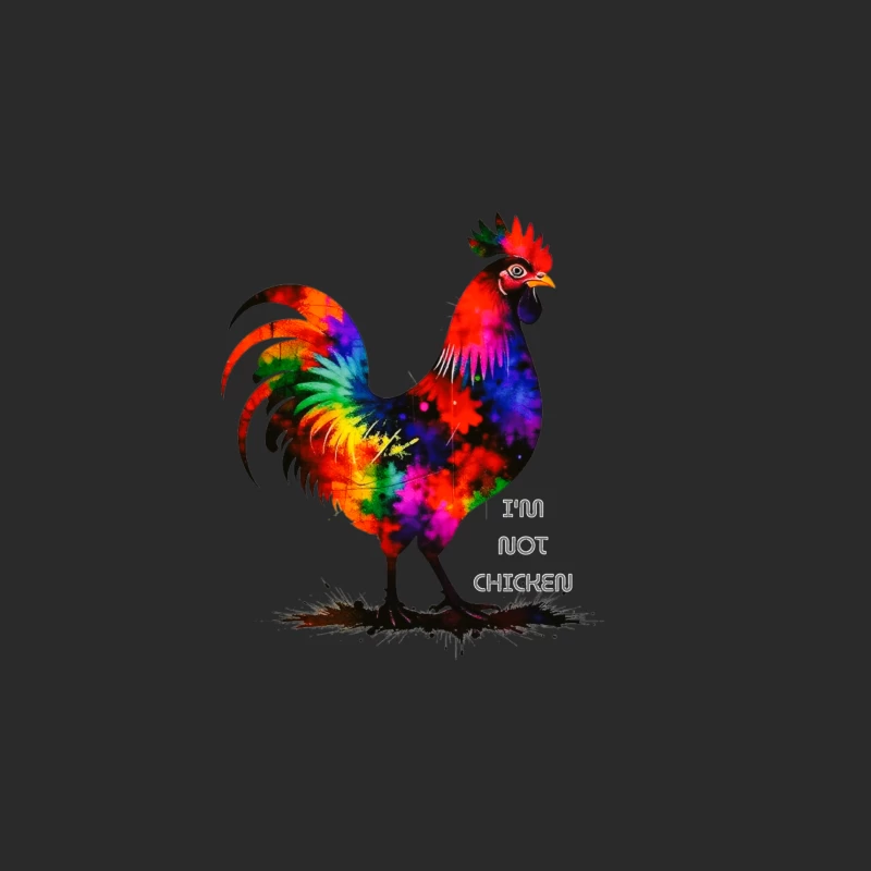 Rainbow Watercolor Rooster with Text Baseball Cap