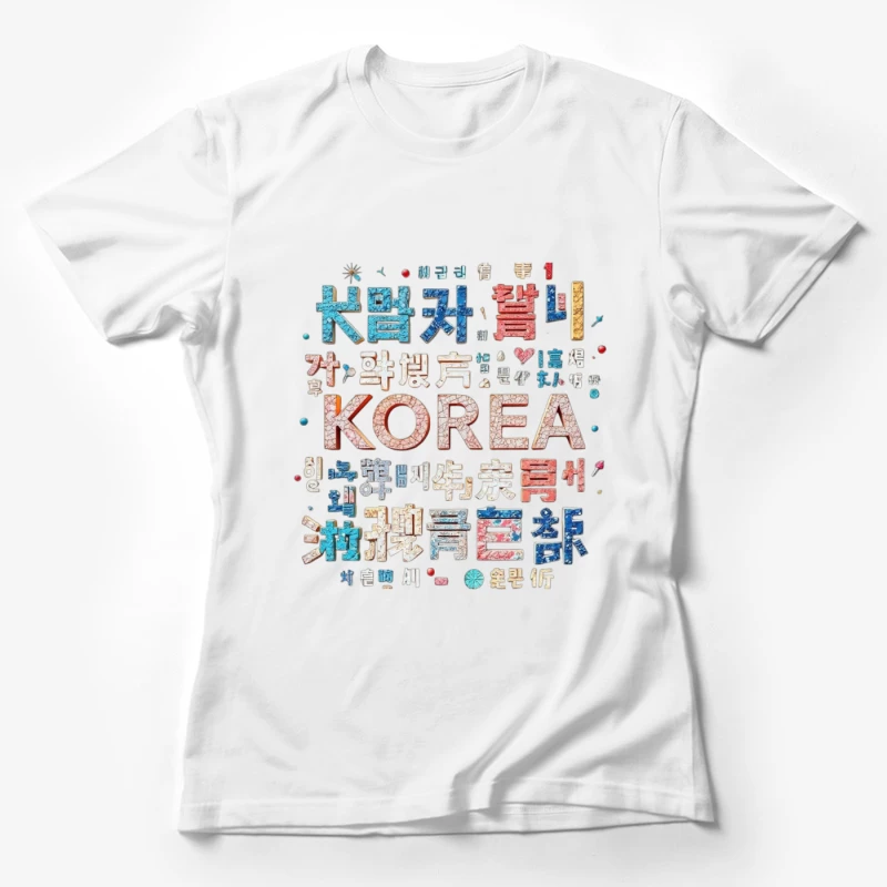 Artistic Korean Typography and Cultural Design Female T-Shirt