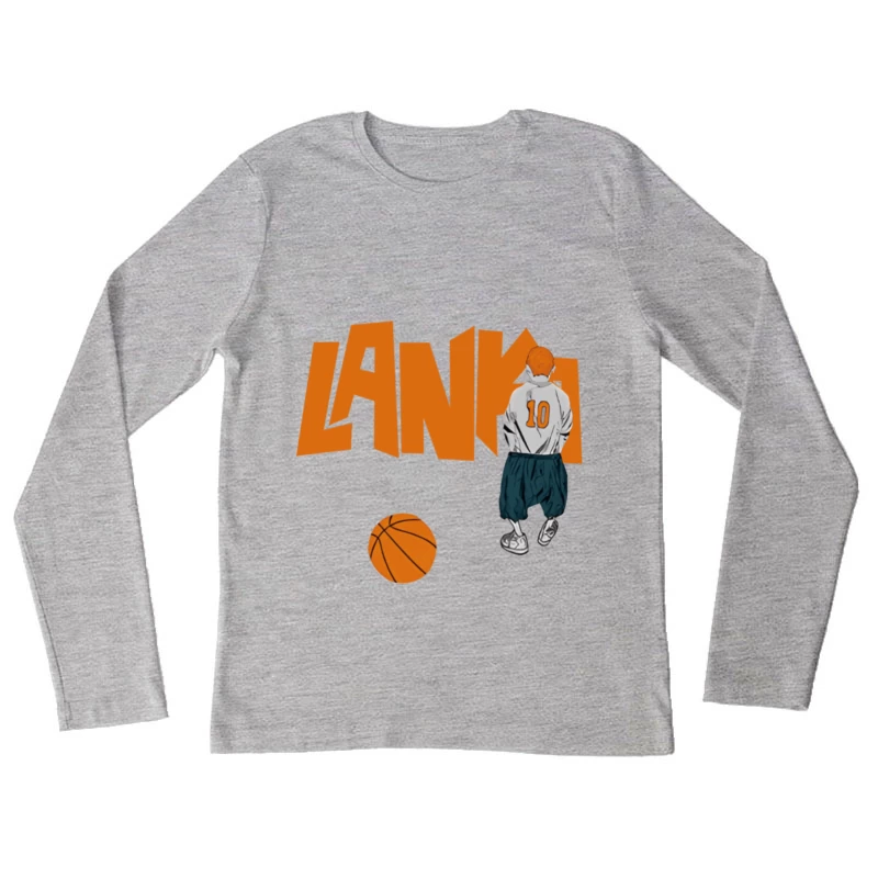 Basketball-Kind mit Trikot und Basketball Damen Langarm T-Shirt